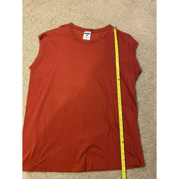 VINTAGE JERZEES SLEEVELESS BLANK PLAIN USA MADE 90s TANKTOP TSHIRT SZ Large Red - Picture 4 of 5